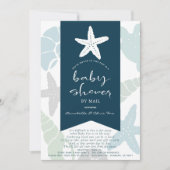 Starfish & Seashells Navy Blue Baby Dusche von Mai Einladung (Vorderseite)
