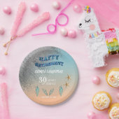 Starfish Seashells Silver Glitzer Happy Retirement Pappteller (Party)