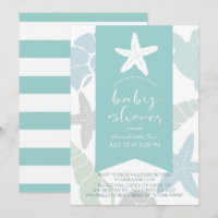 Starfish & Seashells Türkis Virtual Baby Dusche