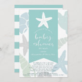 Starfish & Seashells Turquoise Baby Dusche von Mai Einladung (Vorne/Hinten)