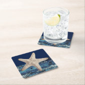 Starfish-Seemarine-Blau-Strand-Untersetzer Rechteckiger Pappuntersetzer (Vor Ort)