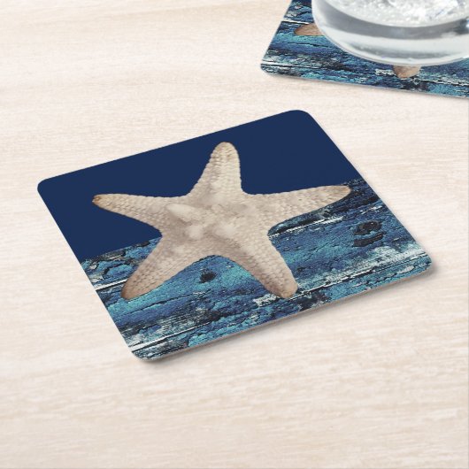 Starfish-Seemarine-Blau-Strand-Untersetzer Rechteckiger Pappuntersetzer (angewinkelt)