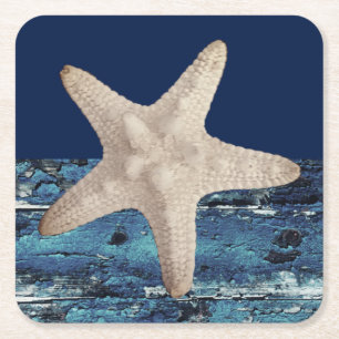 Starfish-Seemarine-Blau-Strand-Untersetzer Rechteckiger Pappuntersetzer