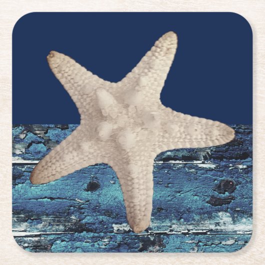 Starfish-Seemarine-Blau-Strand-Untersetzer Rechteckiger Pappuntersetzer (Vorderseite)