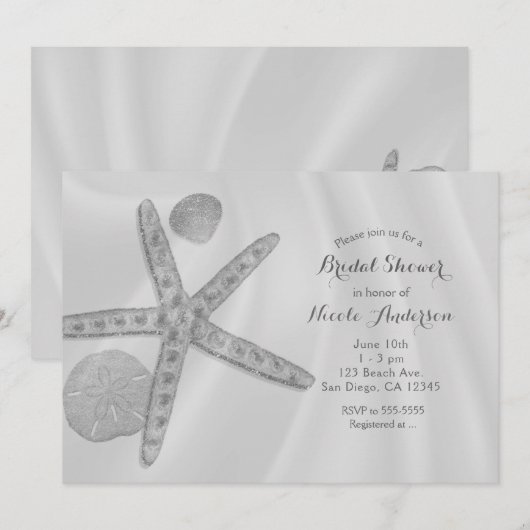 Starfish & Shells Beach Brautparty oder Hochzeit Einladung (Vorne/Hinten)