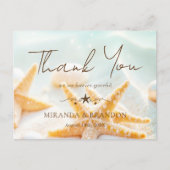 Starfish Shells Ocean Beach Wedding Thank You Postkarte (Vorderseite)