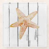 Starfish Shiplap Rustic Beach Decke Glass Unterset Glasuntersetzer (Vorderseite)