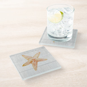Starfish Shiplap Rustic Beach Decke Glass Unterset Glasuntersetzer