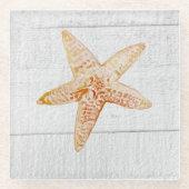 Starfish Shiplap Rustic Beach Decke Glass Unterset Glasuntersetzer (Vorderseite)