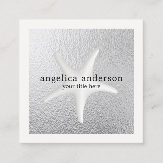 Starfish-silberne Folie Quadratische Visitenkarte (Vorderseite)