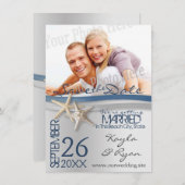 Starfish Silver und Blue Ribbon Save the Date (Vorne/Hinten)