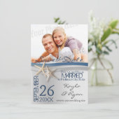 Starfish Silver und Blue Ribbon Save the Date (Stehend Vorderseite)