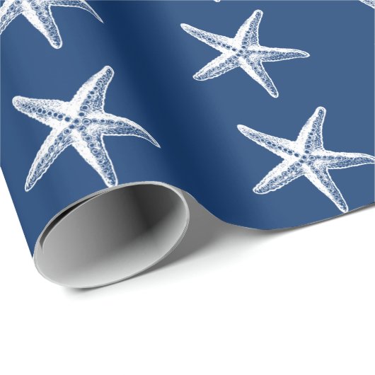 Starfish Sketch Blau und Weiß  Geschenkpapier (Rolleneckpunkt)