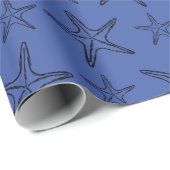 Starfish Sketch Custom Black and Blue Geschenkpapier (Rolleneckpunkt)