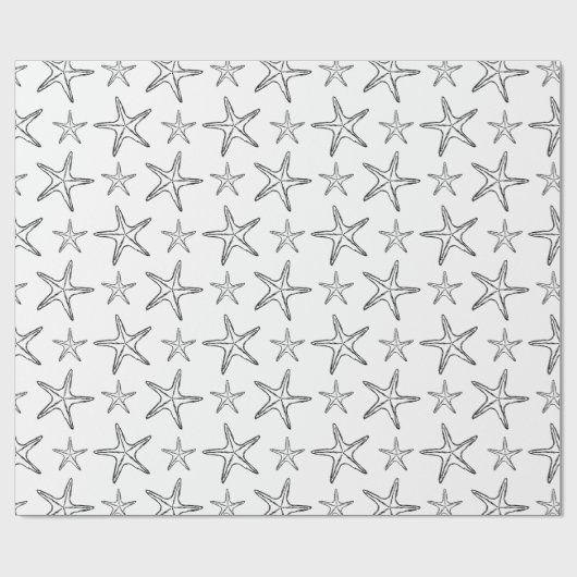 Starfish Sketch Custom Black and White Geschenkpapier (Flach)