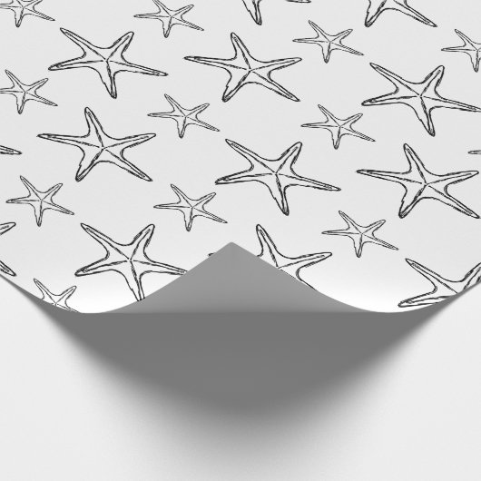 Starfish Sketch Custom Black and White Geschenkpapier (Ecke)