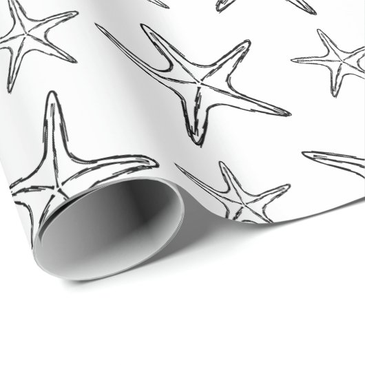 Starfish Sketch Custom Black and White Geschenkpapier (Rolleneckpunkt)