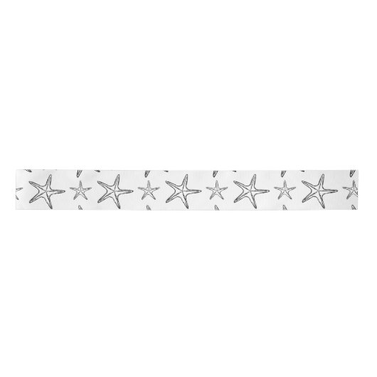 Starfish Sketch Custom Black and White Satinband (Vorderseite)