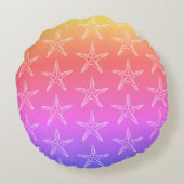 Starfish Sketch Muster auf Pastellfarben Rundes Kissen (Rückseite)