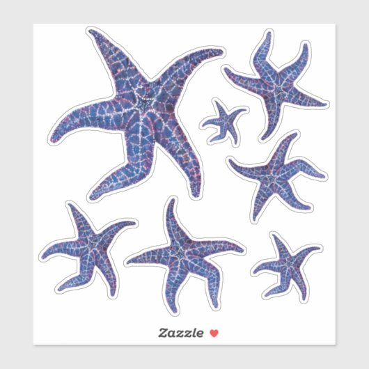 Starfish Stickers - BLAU Aufkleber (Blatt)