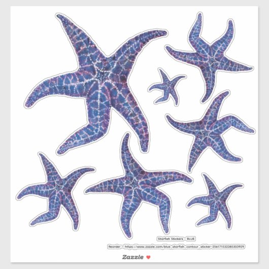 Starfish Stickers - BLAU Aufkleber (Blatt)