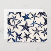Starfish Stift Muster in Blau Postkarte (Vorne/Hinten)