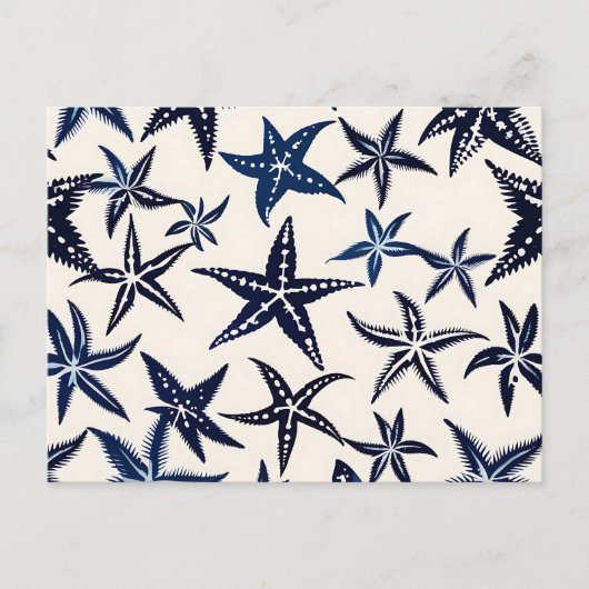 Starfish Stift Muster in Blau Postkarte (Vorderseite)