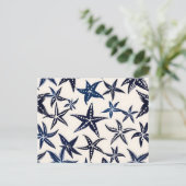 Starfish Stift Muster in Blau Postkarte (Stehend Vorderseite)