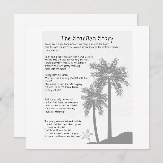 Starfish Story, Starfish Thrower, Starfish Gedicht (Vorne/Hinten)