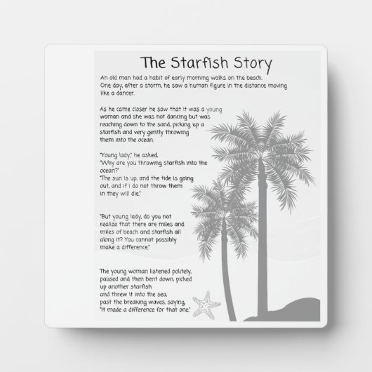 Starfish Story, Starfish Thrower, Starfish Gedicht Fotoplatte (Vorderseite)
