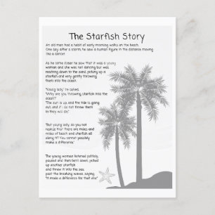 Starfish Story, Starfish Thrower, Starfish Gedicht Postkarte