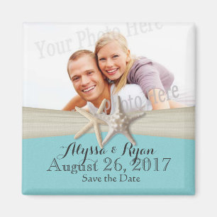 Starfish-Strand-Aqua-Blau-Save the Date Foto Magnet