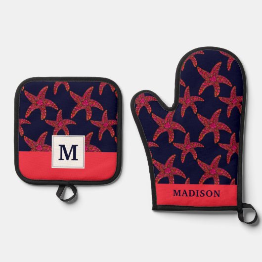 Starfish Style Muster Ofenhandschuh & Topflappen-Set (Vorderseite)