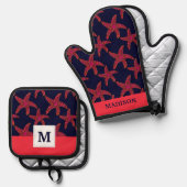 Starfish Style Muster Ofenhandschuh & Topflappen-Set (Vorderseite/Rückseite)