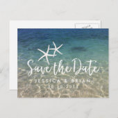 Starfish Summer Beach Hochzeit Save the Date Ankündigungspostkarte (Vorne/Hinten)