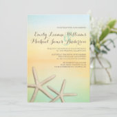 Starfish Sunset Beach Tropical Wedding Einladung (Stehend Vorderseite)