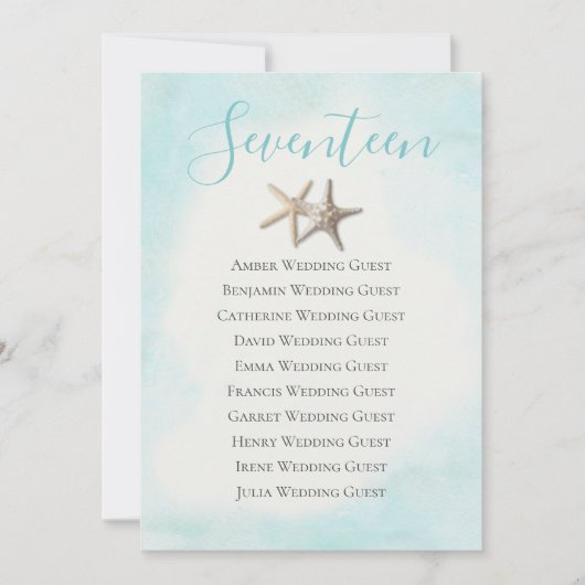 Starfish Tabelle 17 Sitzkarte (Vorderseite)