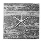 Starfish Treibholz Schwarz und Weiß Fliese (Vorderseite)