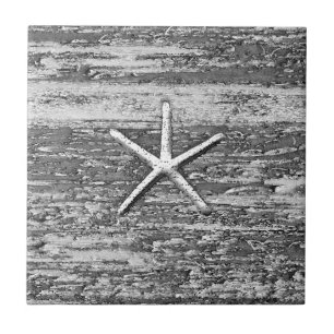 Starfish-Treibholz-Schwarzweiss-Aquarell Fliese