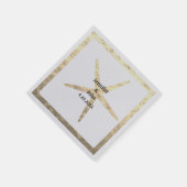 Starfish Tropical Gold Couple Name Wedding Silver Serviette (Ecke)