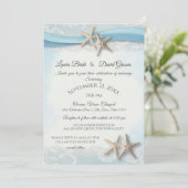 Starfish Tropical Vintag Beach Sky Blue Wedge Einladung (Stehend Vorderseite)