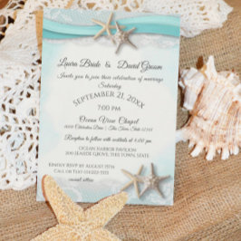 Starfish Tropical Vintag Beach Türkis Hochzeit Einladung