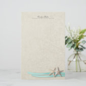 Starfish und Aqua Ribbon Briefpapier (Stehend Vorderseite)