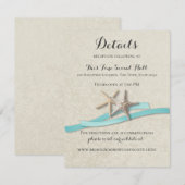Starfish und Aqua Ribbon Empfang Card RSVP Karte (Vorne/Hinten)