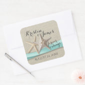 Starfish und Aqua Ribbon Quadratischer Aufkleber (Umschlag)