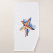 Starfish und Blaue Silhouette Badehandtuch (Badehandtuch)