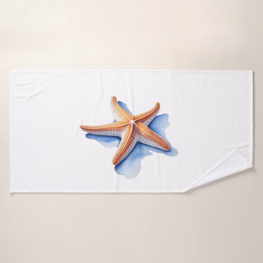 Starfish und Blaue Silhouette Badehandtuch (Badehandtuch)