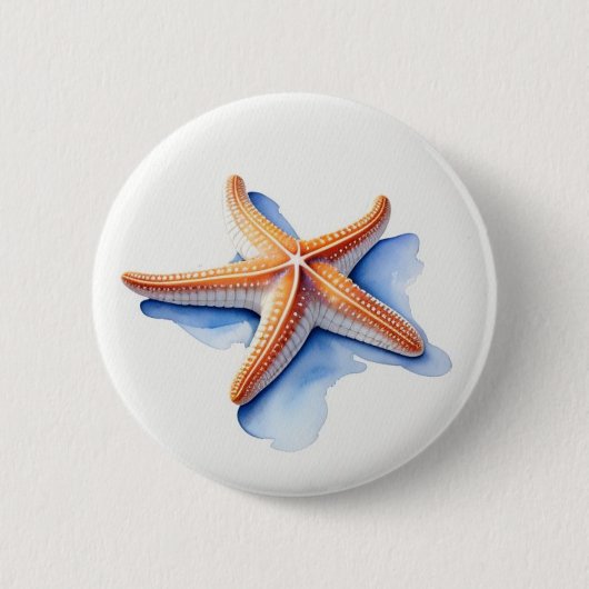 Starfish und Blaue Silhouette Button (Vorderseite)