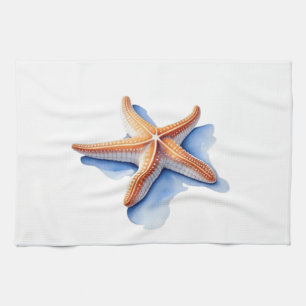 Starfish und Blaue Silhouette Geschirrtuch
