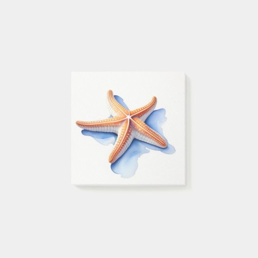 Starfish und Blaue Silhouette Post-it Klebezettel (Vorderseite)